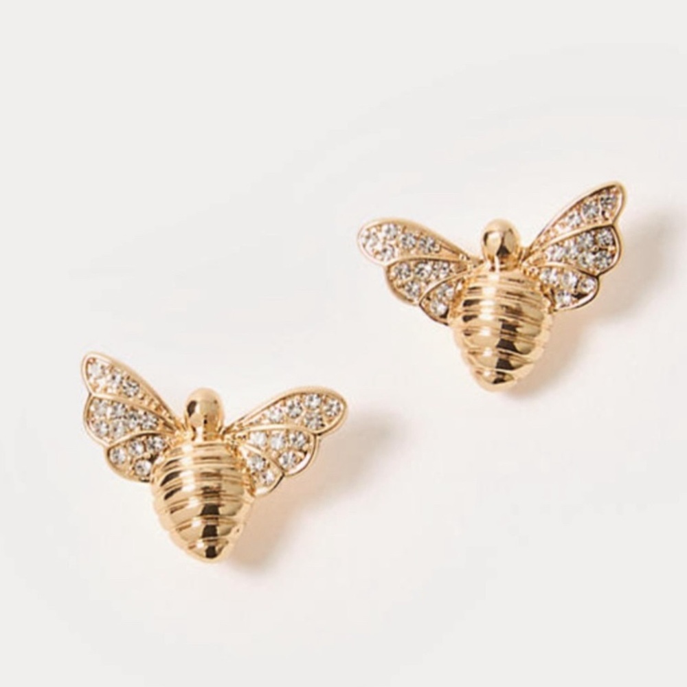 NWT Lilly Pulitzer Gold Bee Stud Earrings with crystals